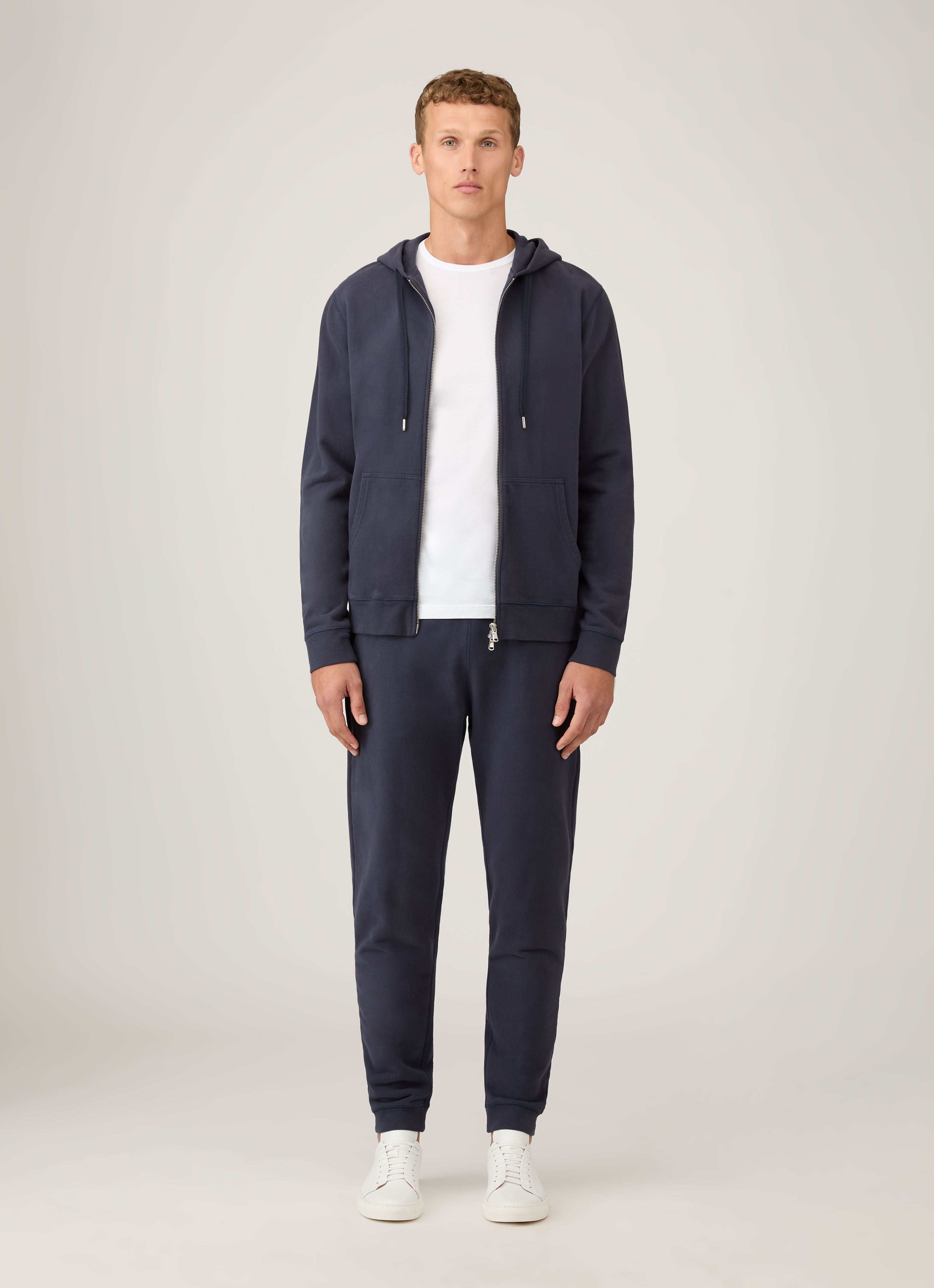 ループバックジップパーカー （Navy）| Sunspel