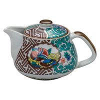 伊野正峰 日本の伝統工芸品【九谷焼】 ポット急須 古九谷花鳥 網付 (K9