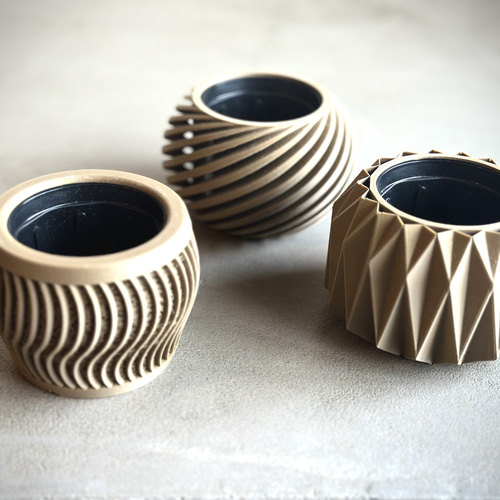3Dプリンター鉢 メッシュ 2号 2.5号 3号 4号 セット 植木鉢