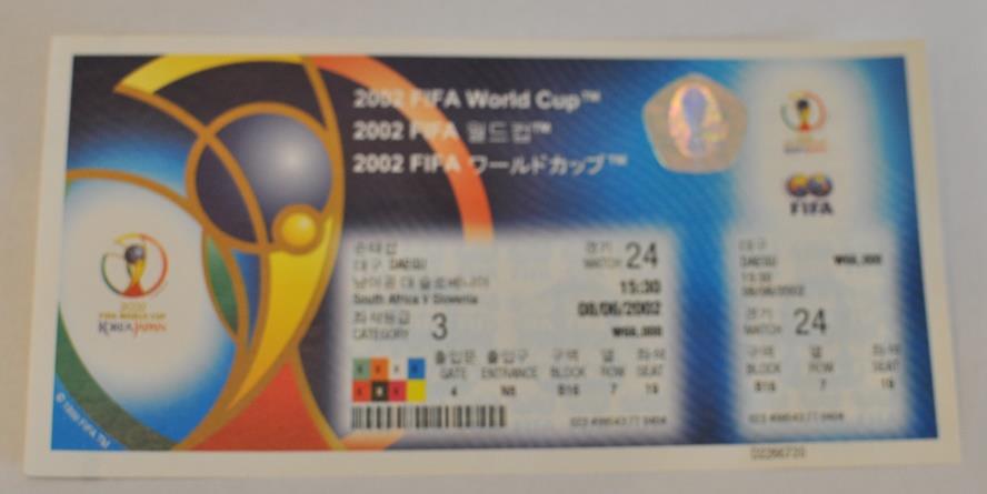 2002 FIFA World Cup Unused Tickets; Matches Played in Korea and