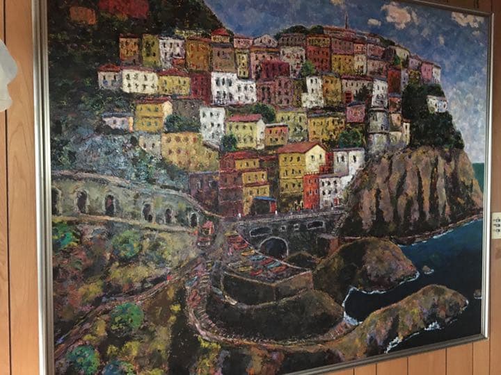 油彩　南欧の風景　引き取り限定 絵画 油絵 二十間道路桜並木 F30号 （木村由記夫） 【肉筆】【油絵
