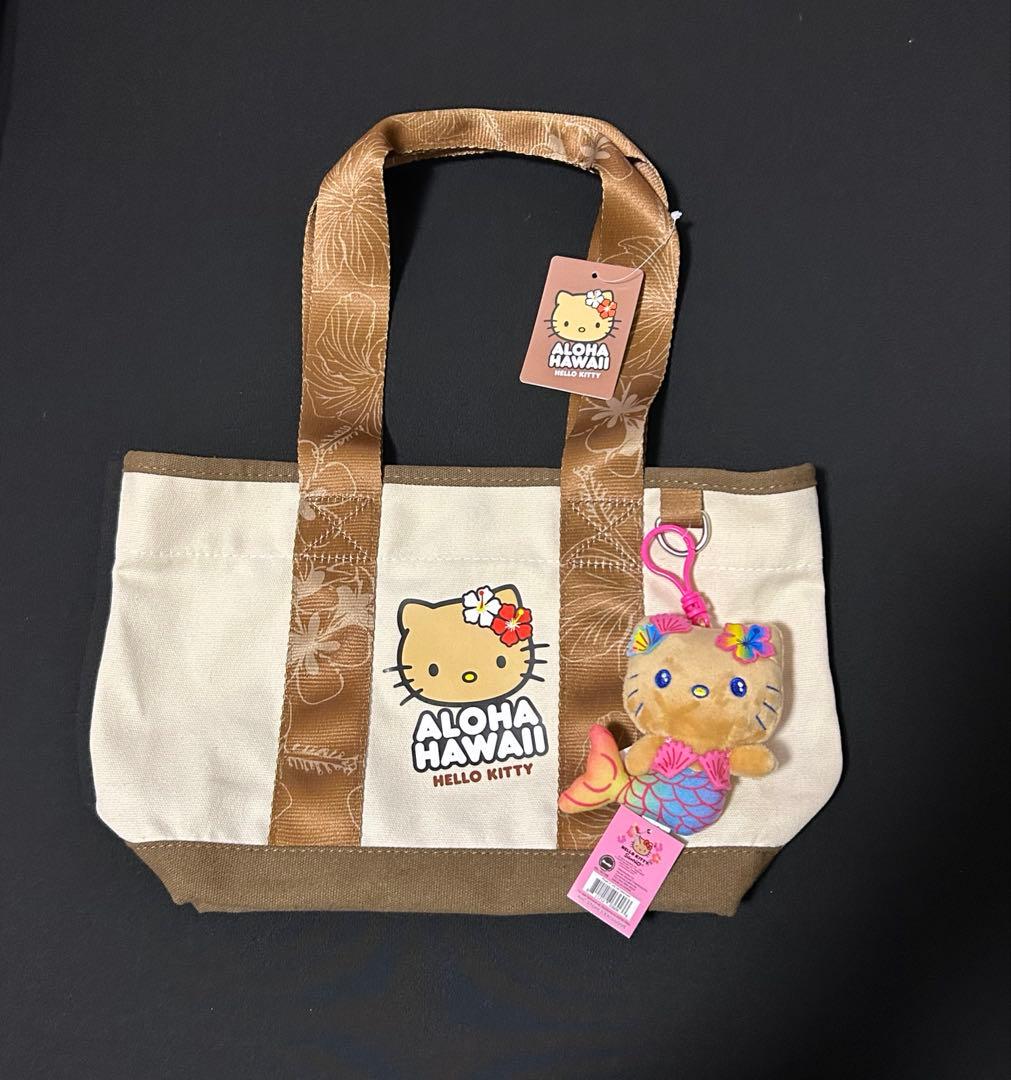 【未使用】ハワイ abcstore 日焼けキティ トートバッグ ぬいぐるみセット 正規品 ハワイアン ABCストア 日焼け ぬいぐるみ ストラップ付き