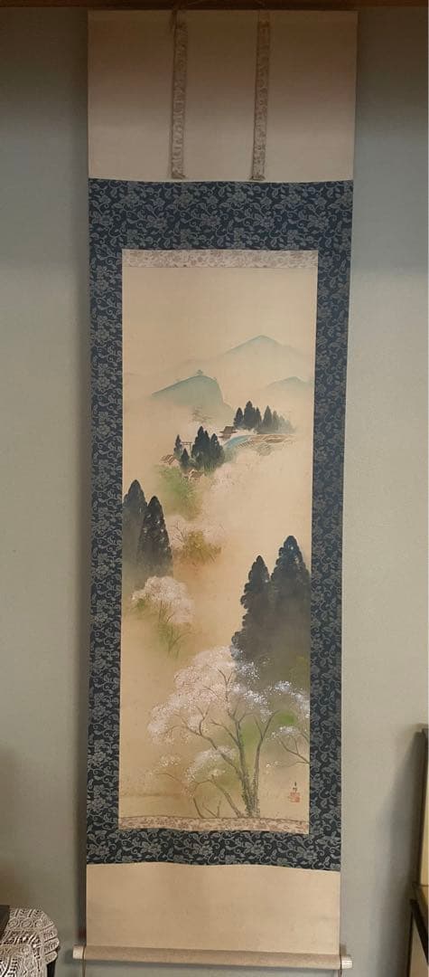 山水画 掛け軸 縦長 日本画 - メルカリ